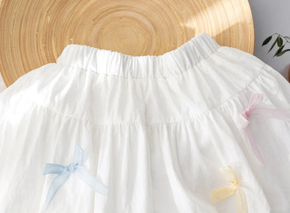 Little girl summer shorts Korean version small fresh solid color bow flower bud pants for women's treasure sweet versatile pants