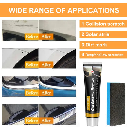 Car Scratch Remover Polishing Paste With Sponge Paint Care Restore Damaged Surface Smooth Finish For Auto Gloss