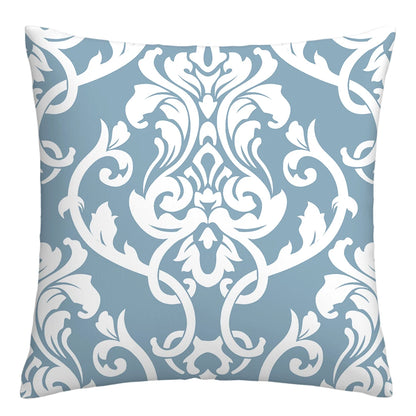 Lake blue white geometric linen pillowcase sofa cushion cover home decoration can be customized for you 40x40 45x45 50x50 60x60