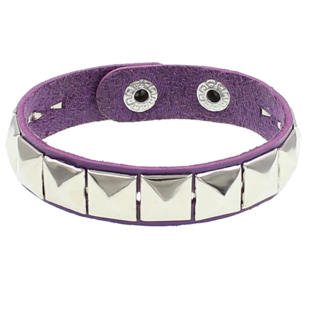 Punk Hip-hop Single Row Square Rivet Bangles Fashion Rock Opening Adjustable Couple Wristband for Women Men Jewelry Accessories