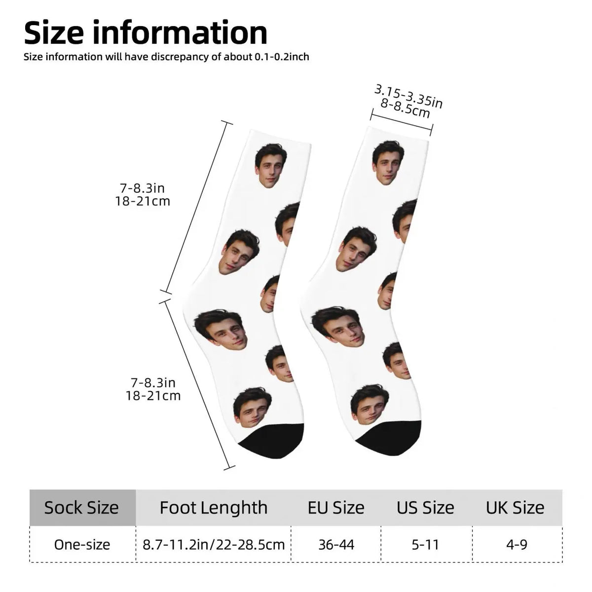 Customized face-shaped socks  Unisex customized socks  Personalized picture socks  Photo socks  Customized socks as gifts
