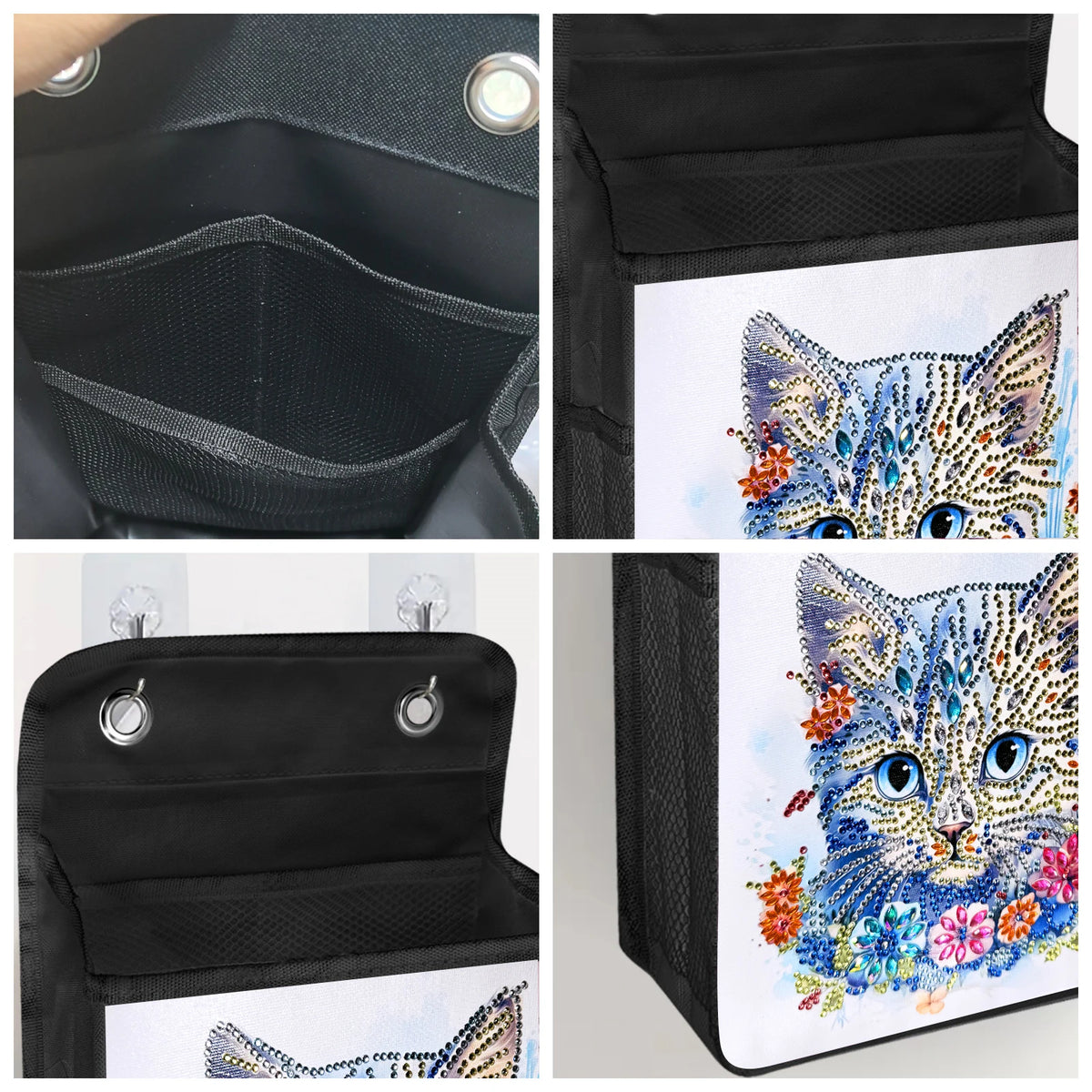 1pc/Set DIY Butterfly Diamond Art Hanging Storage Bags Canvas Crystal Rhinestone Cats Diamond Painting Storage Bags for Hanging