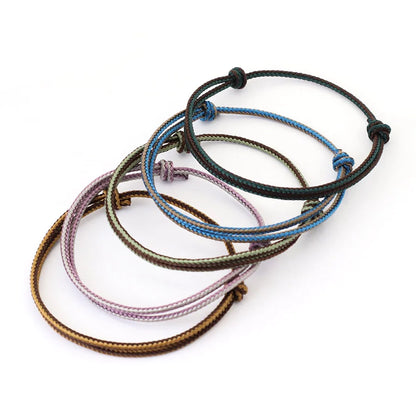 Minimalist Handwoven Rope Bracelet Unisex Sliding Adjustable 4 Styles Chroma 2mm Ethnic Cord Braclet Couple Casual Daily Jewelry