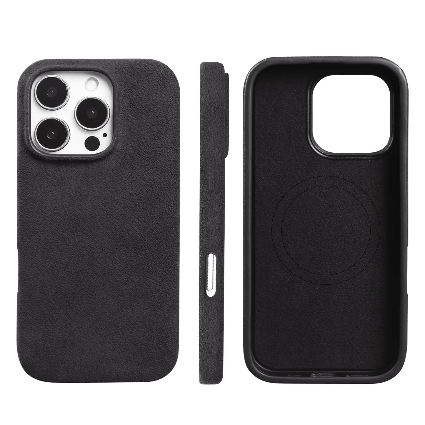 Full Coverage Magnetic Case For IPhone16 Pro 17 15 14 13 12 for ALCANTARA Magsafe Artificial Leather Supercar Suede Phone Cover