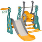 4-in-1 children’s slide and swing with basketball hoop, adjustable seat, 152x149x107cm, blue and yellow