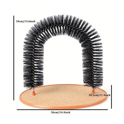 Cat Toy Arch Self Groome Pamper Feline with A Massage Grooming Rubbing Brush with Scratching Pad Toy for Cats Interactive Toys