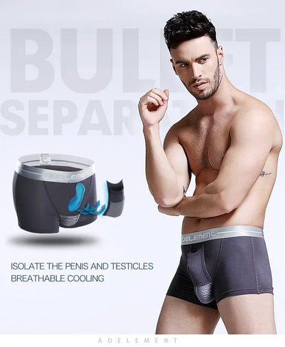Bullet separate underwear Men's ventilated summer dry underpants Ice silk bag ice healthy boxers