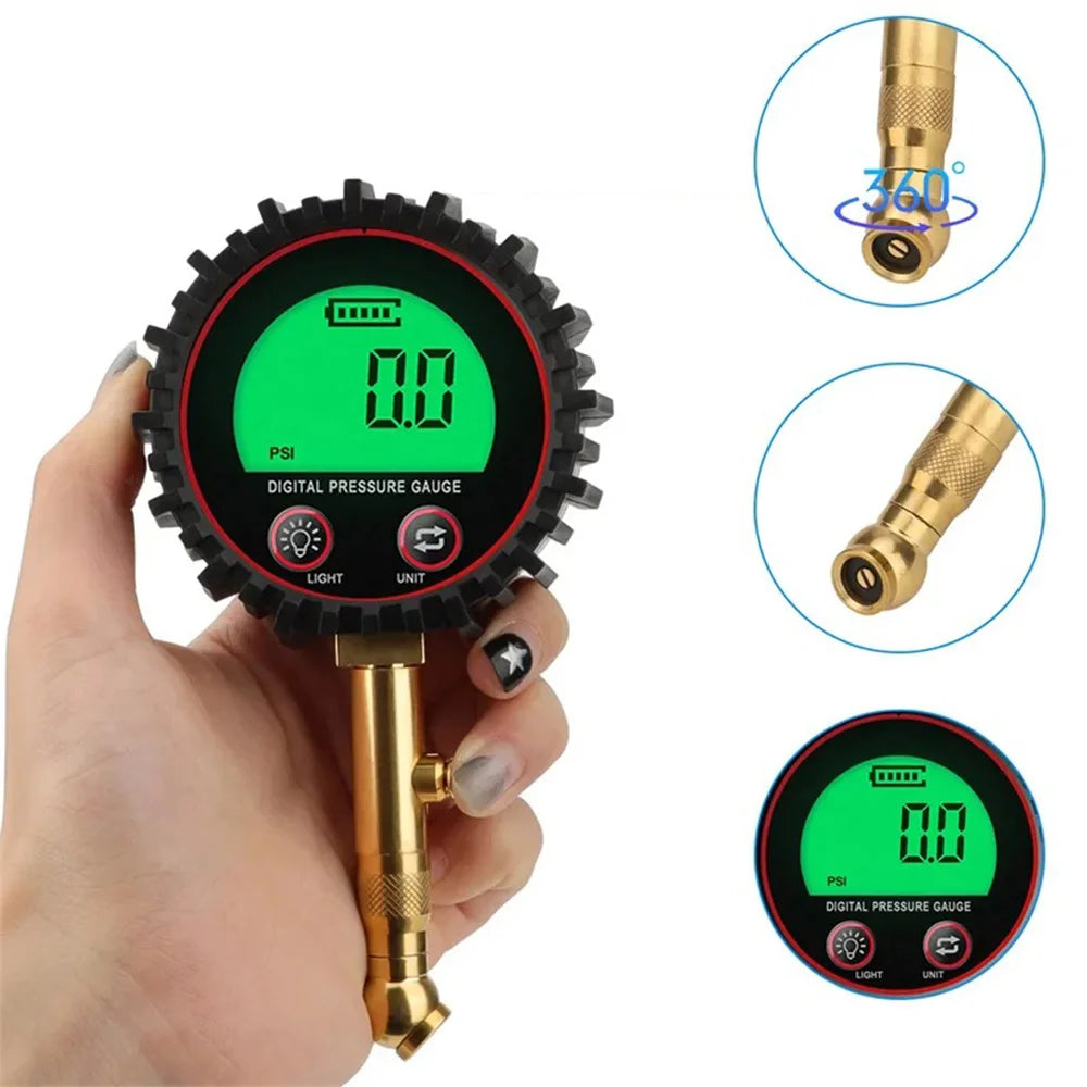 Tire Pressure Gauge 3-255PSI Backlight LCD Display Digital Air Pressure Gauge For Car Trucks Bikes