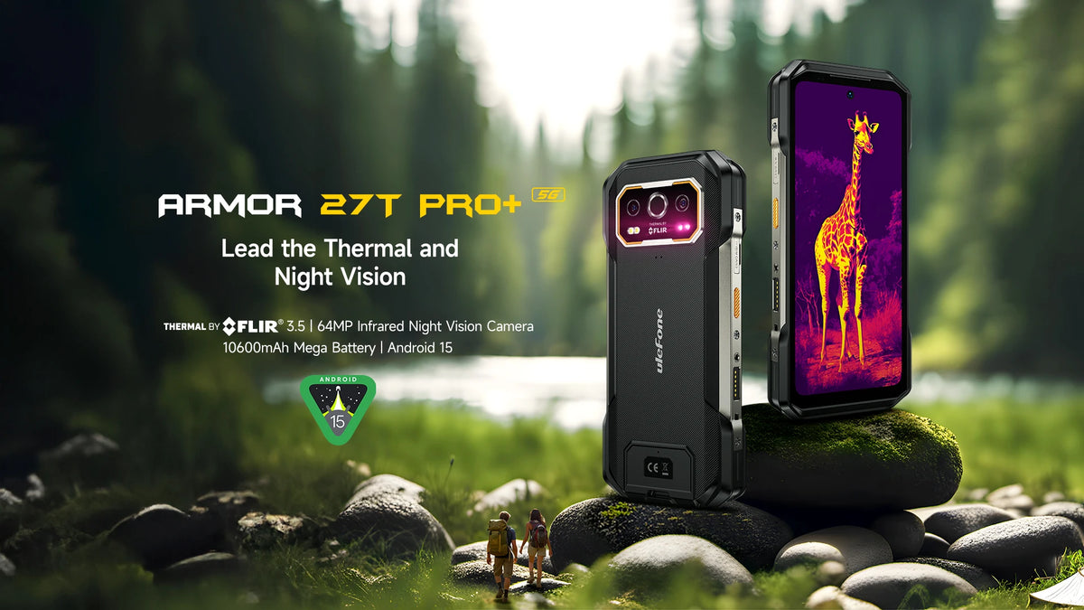 Ulefone Armor 27T Pro+ 5G Rugged Phone 10600mAh Android 15 Smartphone 50MP+64MP Night Camera 6.78" 120Hz 24GB+256GB NFC Mobile