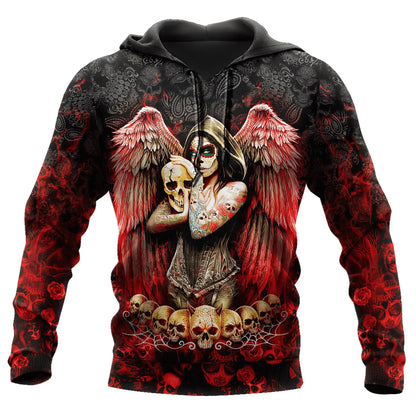 Dark  Red Skull Tattoo 3D All Over Printed Men's Hoodie & Sweatshirt Spring and  Autumn Unisex  Hoodies Casual Sportswear