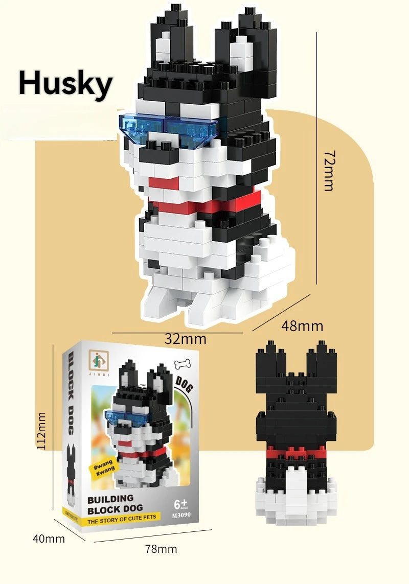 DIY Creative Micro Building Blocks Set  Dogs  Cartoon Character Models DIY Educational Toys For Children Birthday Gift