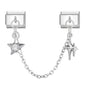 Tassel Chain Butterfly Flowers Star Moon Heart Zircon Italian Charm Links Fit 9mm Bracelet Stainless Steel DIY Jewelry Making