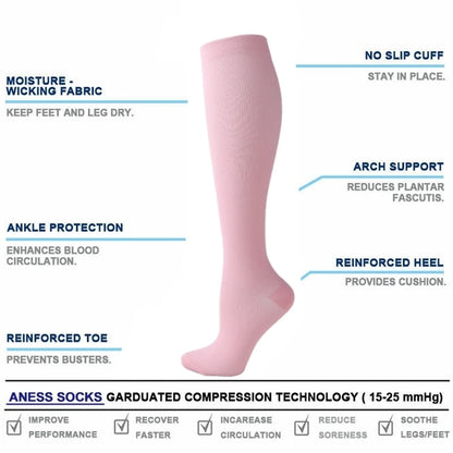 19 Styles Compression Stocking Blood Circulation Promotion Slimming Compression Socks Anti-Fatigue Comfortable Solid Color Socks