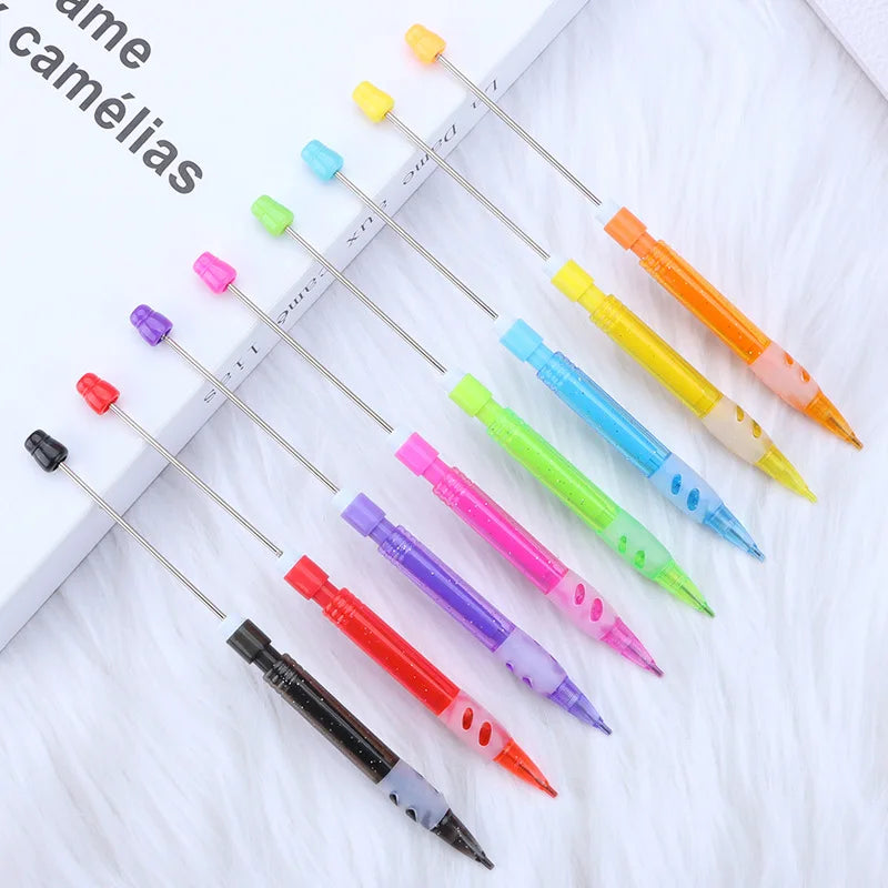 10-100Pcs Beaded Pencil HB Writing Beaded Pencil DIY Beadable Pencils Bead Pencil