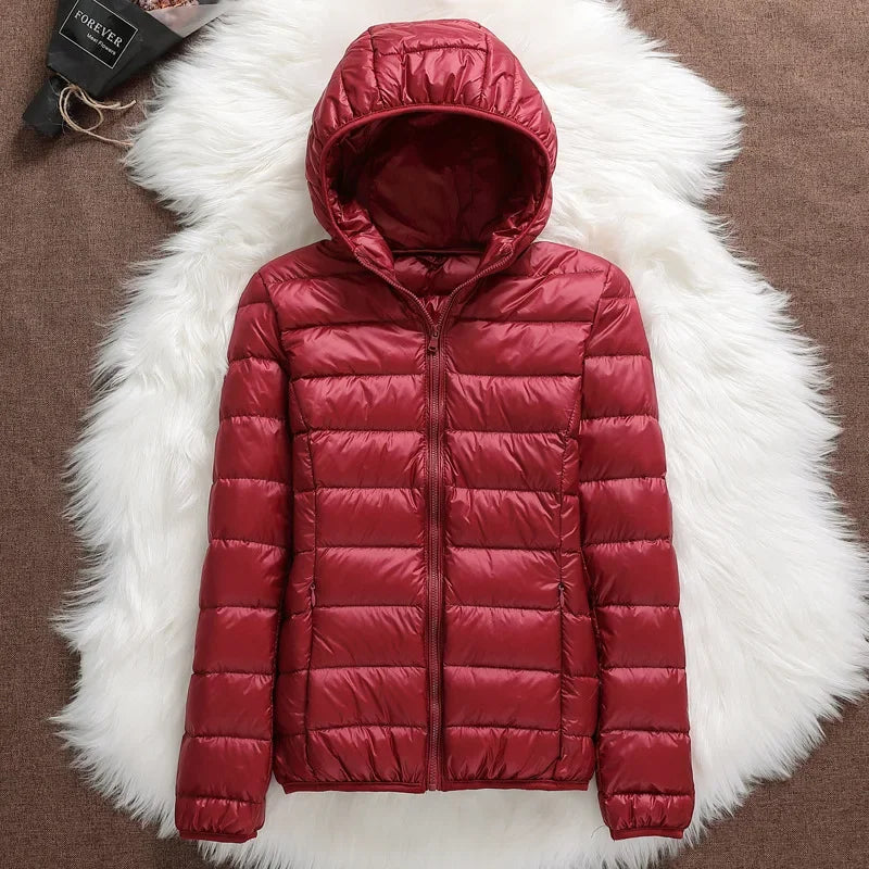 15 Colors Women Hooded Puffer Jackets 2023 New Spring Winter 90% White Duck Down Female Coats Ultralight Packable Casual Parkas