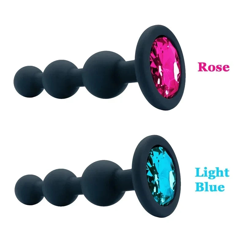 Black Silicone 3 Ball Anal Beads Sex Anal Plug Crystal Base Butt Plug Analplug But Plug Anal Trainer Toys Sex Toys For Woman