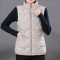 Fashion Women Down Cotton Jackets Vests Solid Stand Collar Zipper Cardigan Thicken Autumn Winter Warm Casual Sleeveless Coats