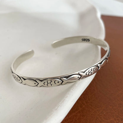 100% Solid 925 Sterling Silver Metal Bracelet for Women Vintage Handmade Simple Retro Black Stone Bracelet Birthday Gift Party