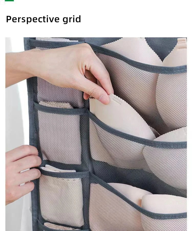 Double Sides Underwear Storage Hanging Bag Dormitory Home Wardrobe Hanging Wall Foldable Bag Underpants Socks Organizer