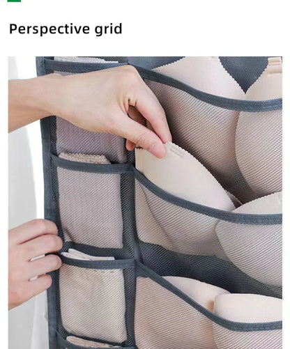 Double Sides Underwear Storage Hanging Bag Dormitory Home Wardrobe Hanging Wall Foldable Bag Underpants Socks Organizer