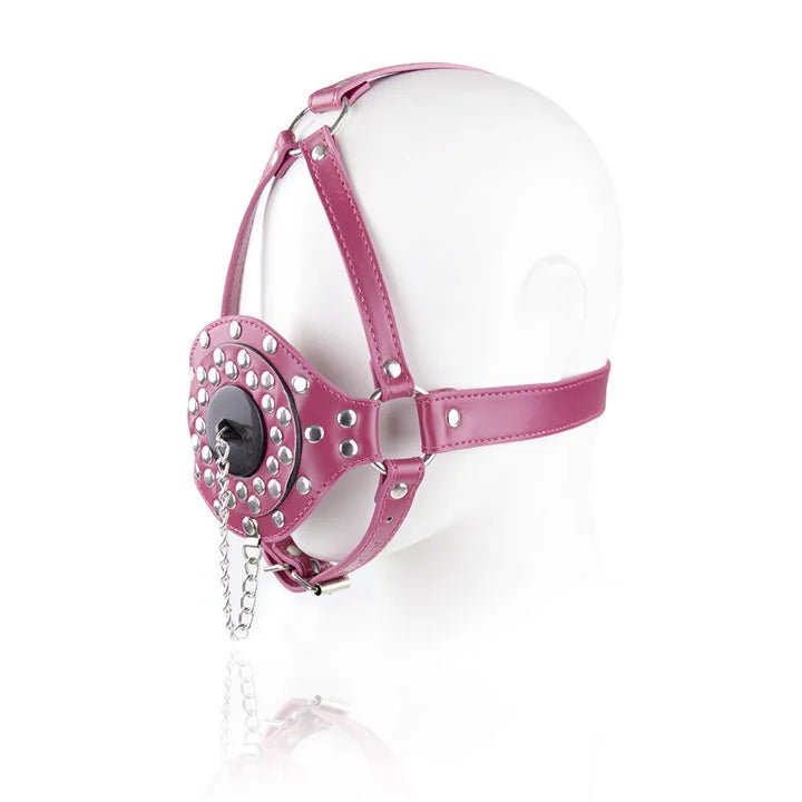 Fetish Toilet Funnel Open Mouth Gag Mask Hood PU Leather BDSM Funnel Oral Enema Drool Plug Gag Head Harness Bondage Adult Game