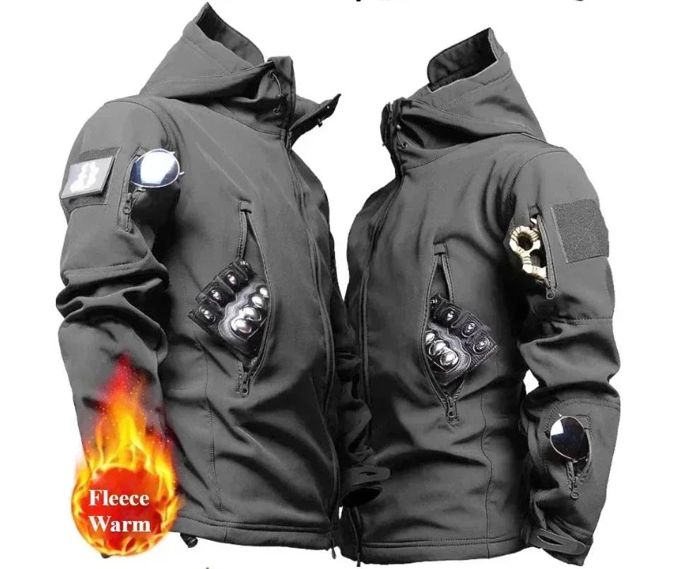 Winter Soft Shell Mens Tactical Set Outdoor Windproof Waterproof Warm Combat Suit Multi Pocket Thickened Camo Hunting Uniform