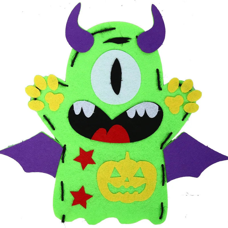 3Pcs Halloween Hand Puppet DIY Craft Toy Felt Sewing Kit Hand Finger Story Puppet Kindergarten Creative Children Educational Toy