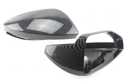 High Quality Carbon Fiber Glossy Black Replacement Side Mirror Covers Cap for Audi A6 S6 RS6 C8 A7 S7 RS7 A8 Left hand Drive
