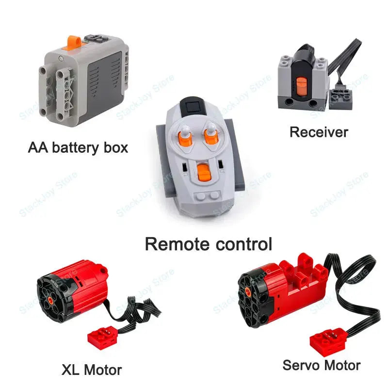 MOC Power Functions M/L/XL Motor Battery Box IR Remote Receiver for RC Car Robot Model Building Blocks Technical Modified Parts