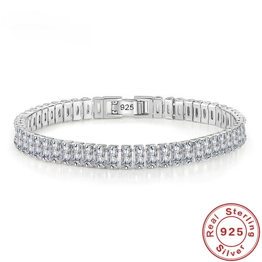 luxury designer 925 Silver fine Crystal Bracelet For Women fashion Jewelry Engagement Wedding Glamour 18CM