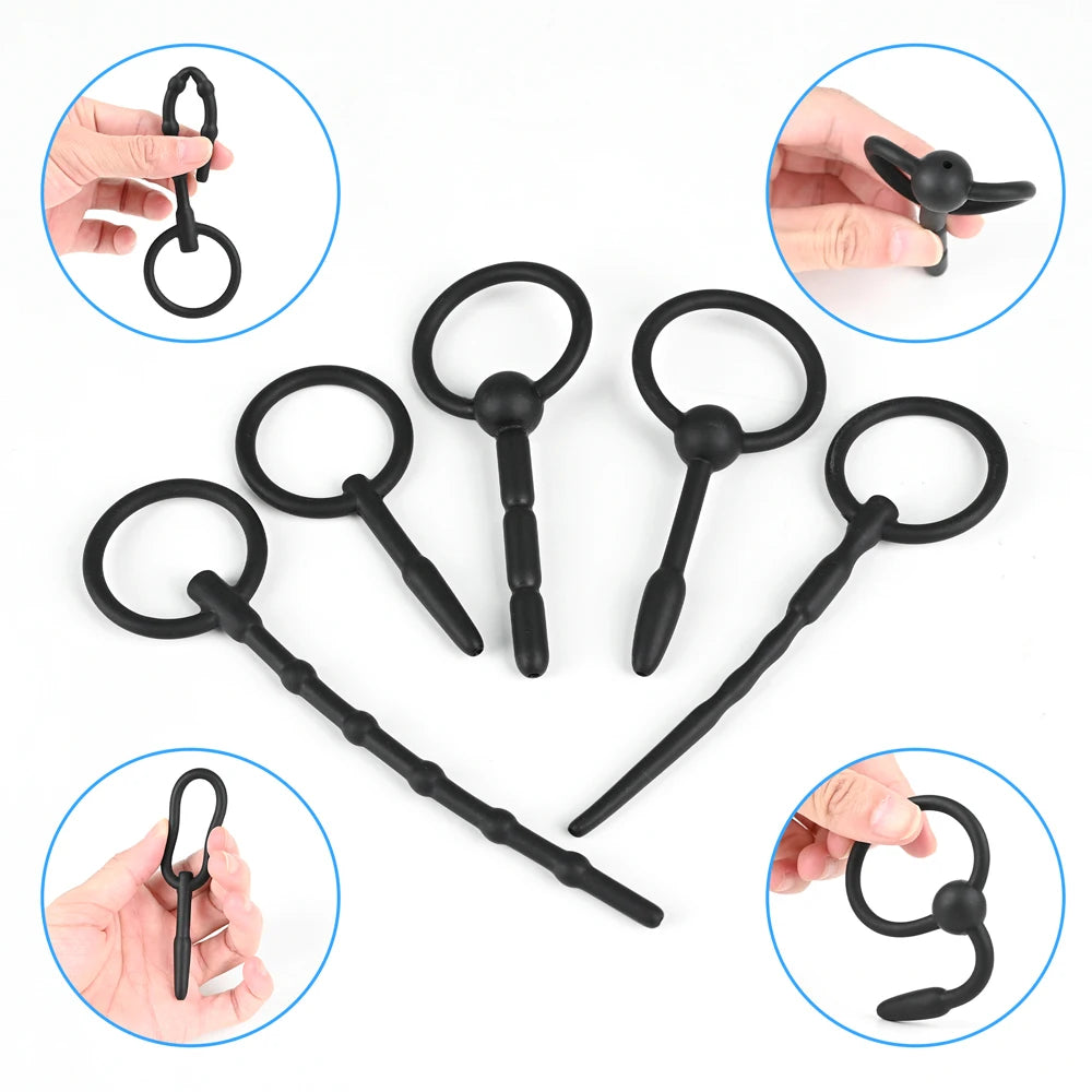 5 Sizes Soft Silicone Urethral Dilator Horse Eye Stick Penis Rod Male Masturbation Blockage Stimulator Catheter Sex Toys for Men