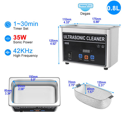 900ml 35w 60w Ultrasonic Cleaner Machine Ultrasound Cleaning Dental Glasses 220v EU UK AU Plug Ultrasonic Bath tina ultrasonica