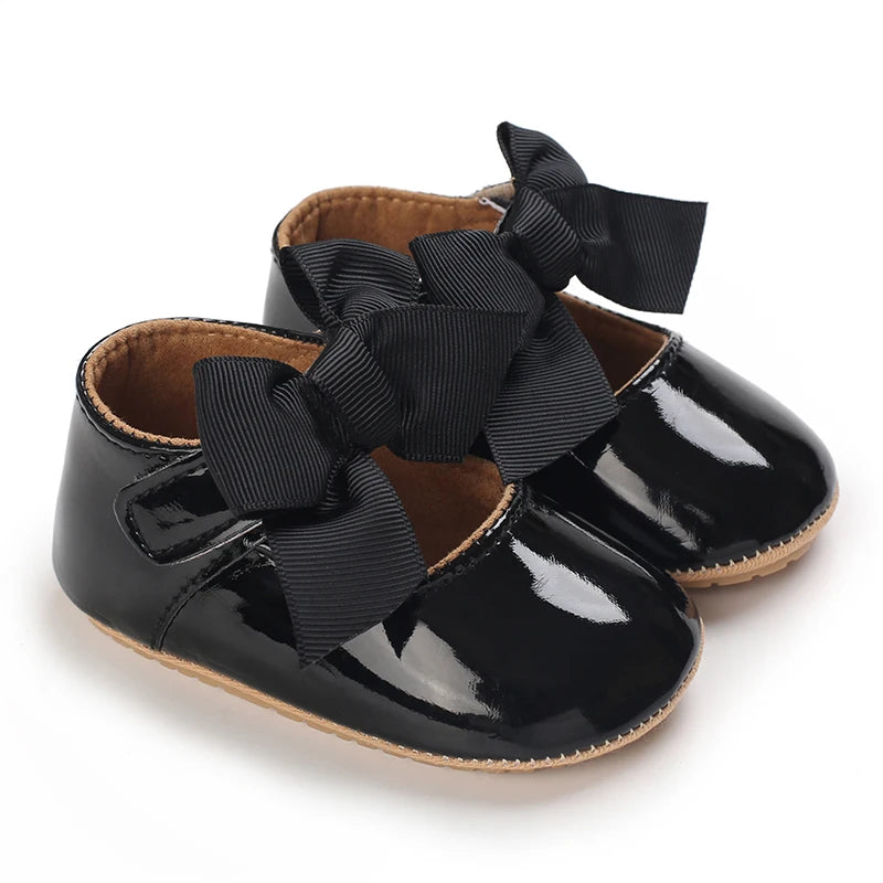 2025Black Fashion Newborn Party Princess Shoes  Boys And Girls' First Step Walking Shoes Rubber Soled Anti Slip Baby Shoes 0-18M