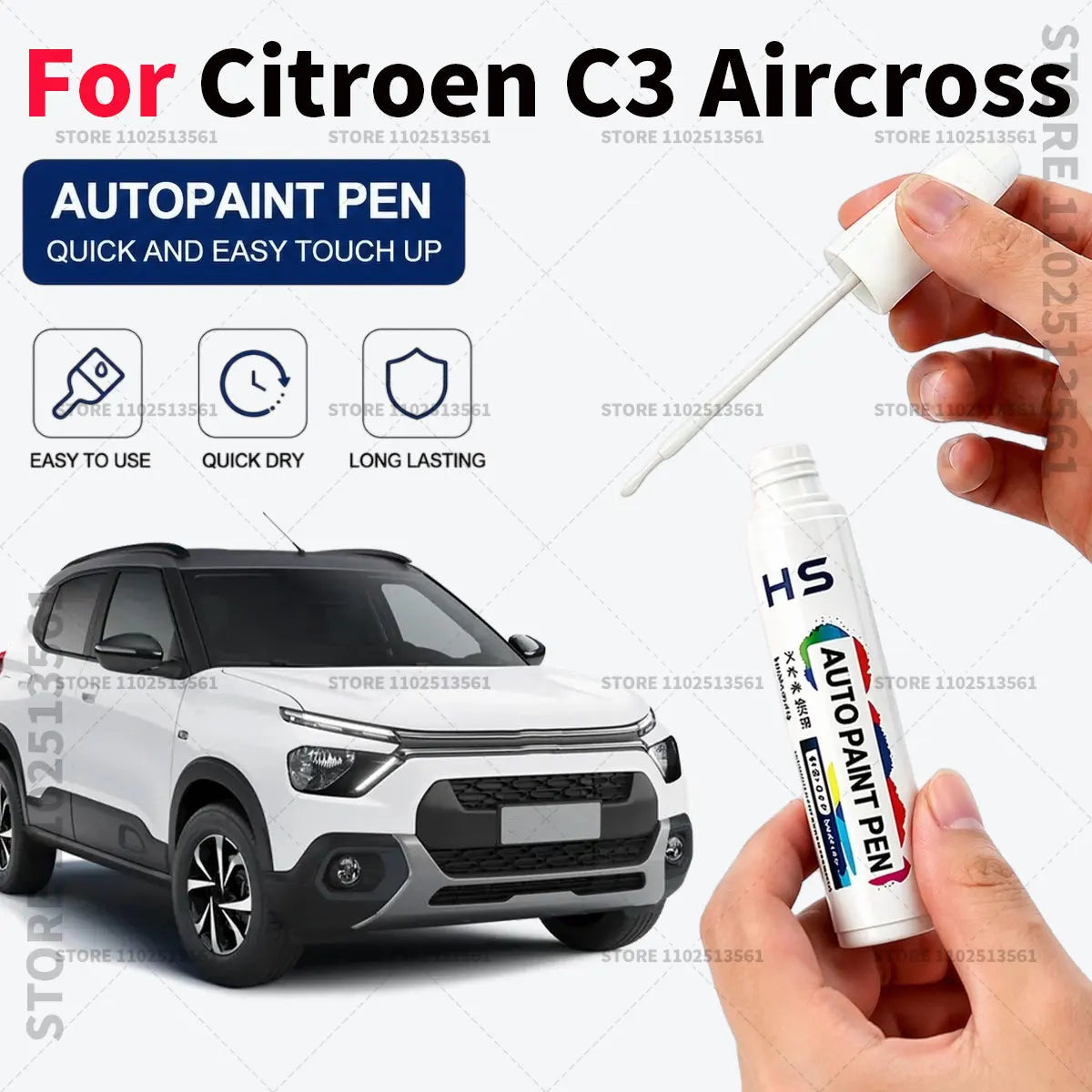 Touch Up Paint Pen Quick Repair Car Scratch Chip Paint Brush Cosmo blue black Montana green Ploar white For Citroen C3 Aircross