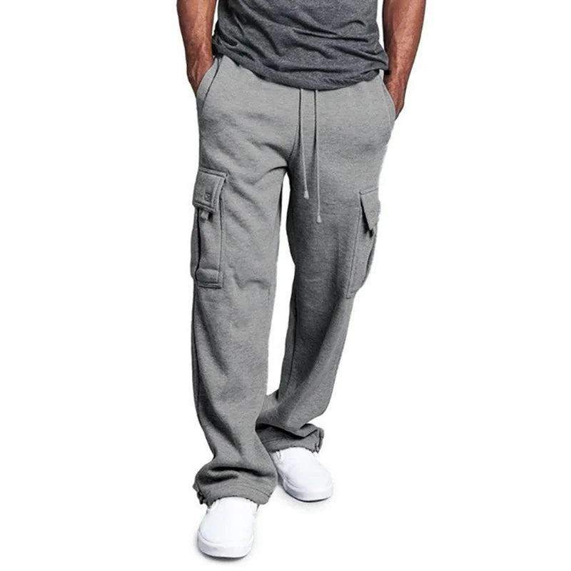 Men's  Cargo Pants Loose Drawstring Sweatpants with Pockets Sports Straight Trousers Jogging Long Pants Hip Hop Streetwear