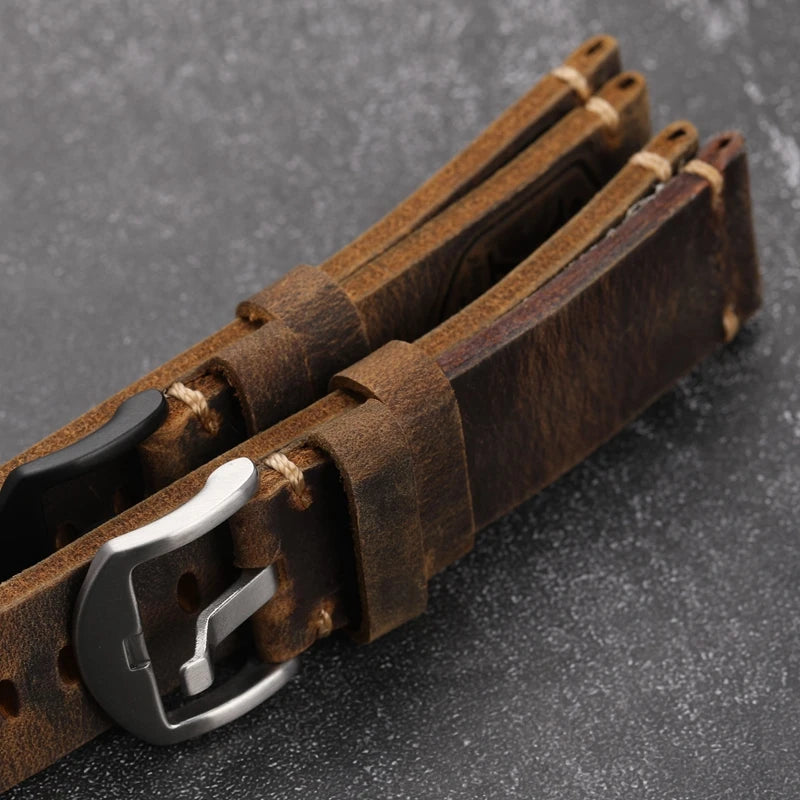 Handmade First Layer Cowhide Leather Watchband 20 22 23 24 26MM Brown Padded Leather Strap For PAM111 441 Soft Men's Bracelet
