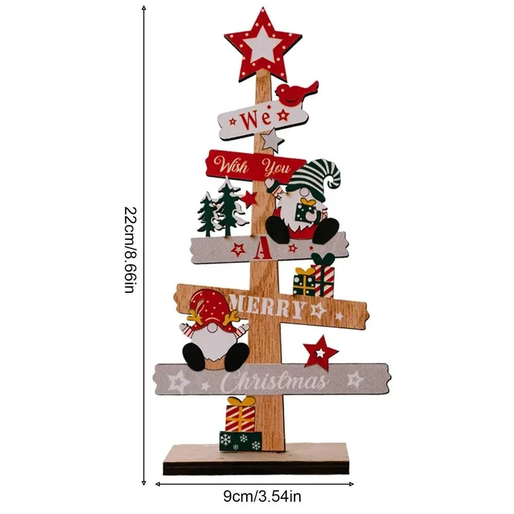 Wooden Christmas Tree Desktop Ornament Santa Claus Merry Christmas Sign Plaque Xmas Decoration for Home 2026 New Years Noel Gift