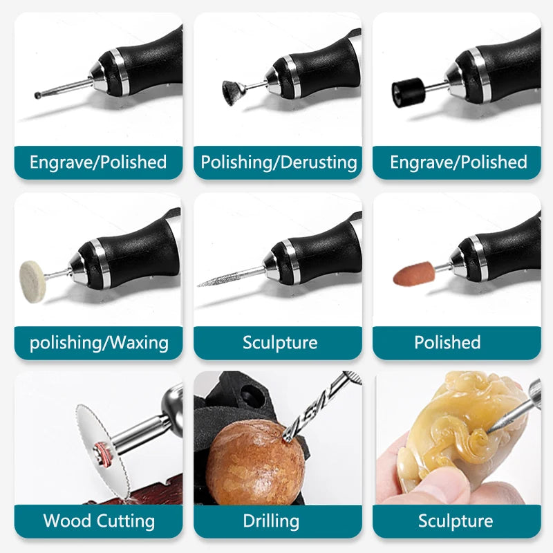 JANGKLIFE USB Cordless Rotary Tool Kit Woodworking Engraving Pen DIY For Jewelry Metal Glass Mini Wireless Drill