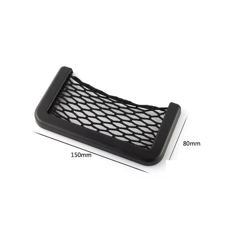 Car Seat Gap Organizer, Universal Mesh Storage Net Pocket with Strong Adhesive for Phone, Cards, Keys - Black Car Accessories