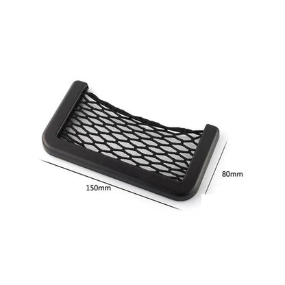 Car Seat Gap Organizer, Universal Mesh Storage Net Pocket with Strong Adhesive for Phone, Cards, Keys - Black Car Accessories