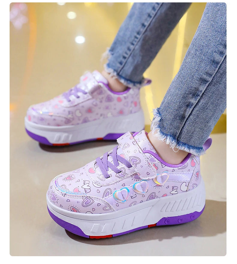 Roller Skate Shoes Kids Sneakers With Wheels Children Roller Skates Fashion Outdoor Sports Shoes Girls Boys Gifts Breathable New