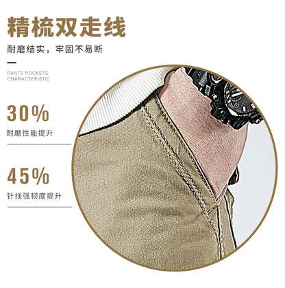 2026 Men's Cargo Pants Straight Leg Cotton Stretch Tactical Trouser Male Military Outdoor Camping Fishing Casual Work Wear Khaki