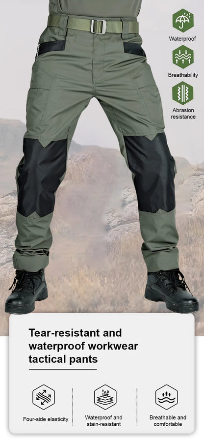 Men's Tactical Pants Outdoor Multi-functional Training Pants with Pockets Waterproof Quick-drying Cargo Pants