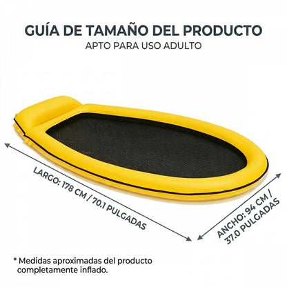 Inflatable adult floating mat 178x94cm integrated headrest breathable mesh durable PVC max load 110kg safety valve pool beach lake easy to inflate foldable summer
