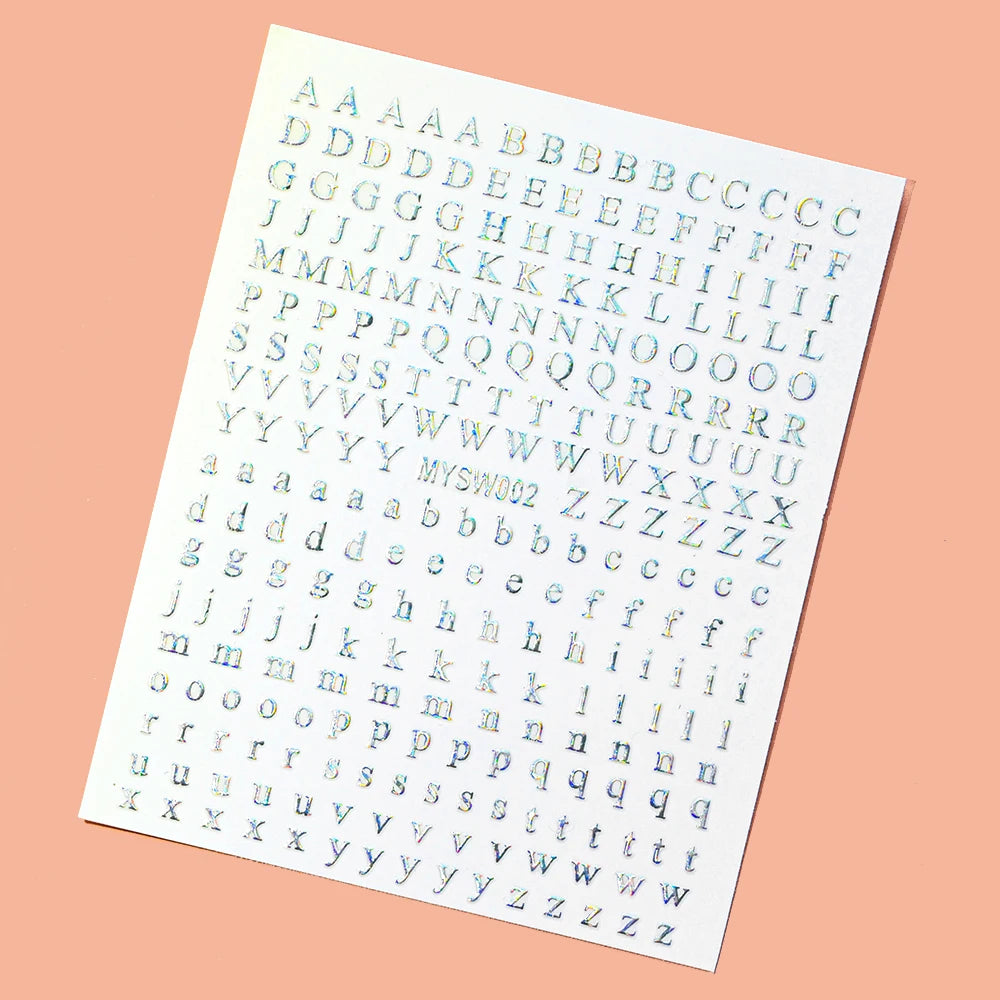 1Pcs 3D Alphabet Nail Sticker Laser Silver/Gold 26 English Letters Nail Art Decals Self Adhesive Manicure 8*10cm Letter Sticker