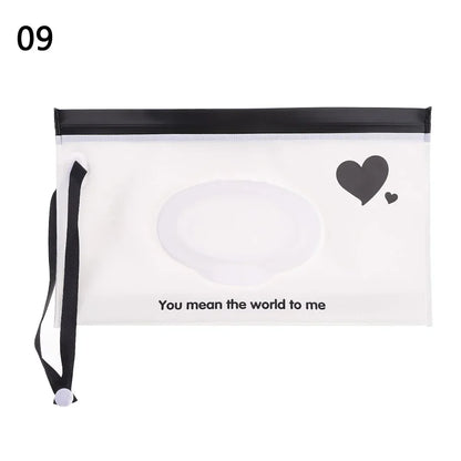 Cute EVA Baby Wet Wipe Pouch Wipes Holder Case Flip Cover Snap-Strap Reusable Refillable Wet Wipe Bag Outdoor Home Tissue Box