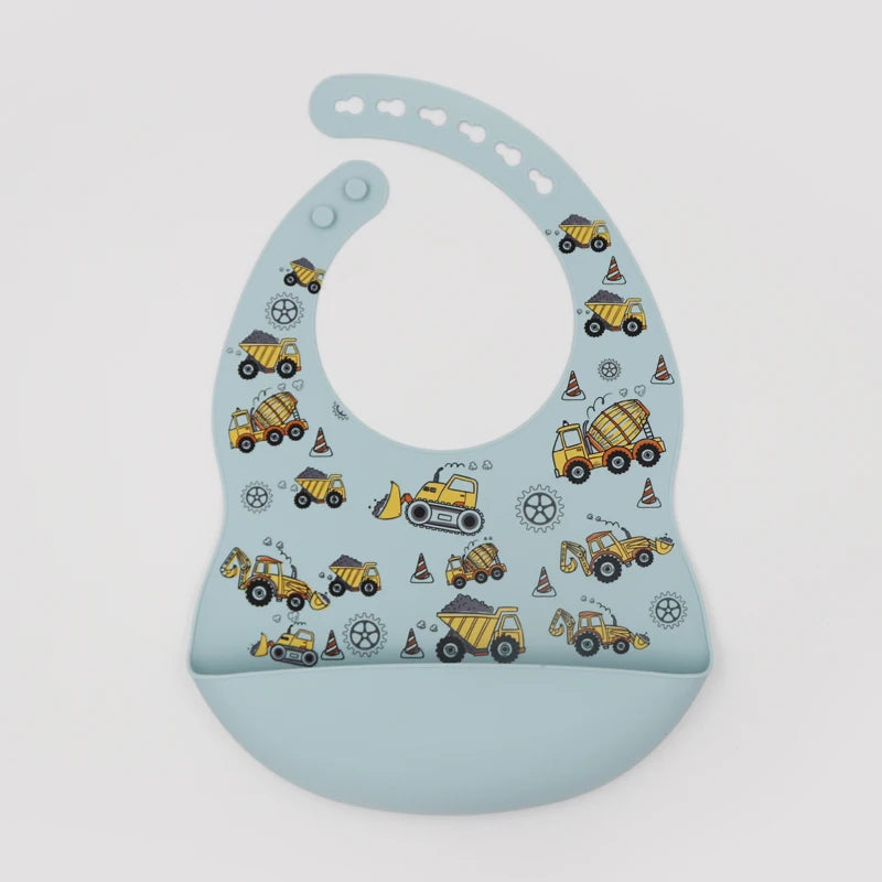 New Arrival Silicone Baby Bibs Silicon Printing Newborn Bib Feeding Burp Cloth Avocado Zoo Tractor Printing Tableware
