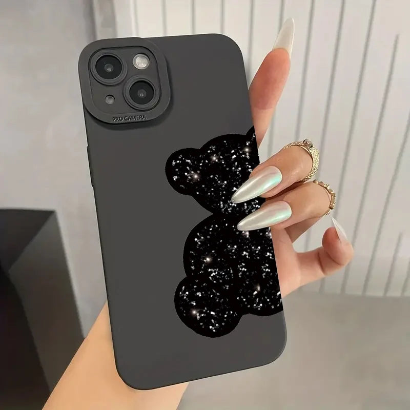 Floral Bear Painting Phone Case For iPhone 17 16 15 14 Pro Max 16E 13 12 11 16 Plus 17 Air Shockproof Soft Silicone Bumper Cover
