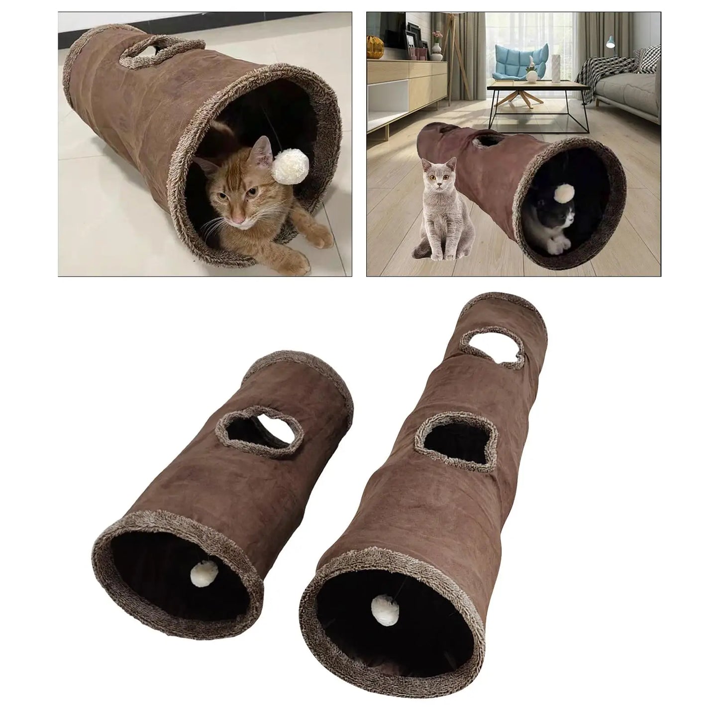 Portable Cat Tunnel Interactive Tube Folding Toys Pet Dogs Hiding with Play Ball