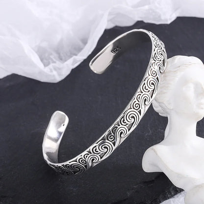 New Arrival Retro Wave Bracelets 925 Sterling Silver Jewelry Fashion Spray Personality Sweet Cloud Opening Bangles TYB116